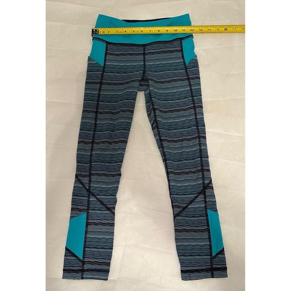 Lululemon Pace Rival Crop Space Dye Twist Naval Peacock Blue Leggings Size 2 - Picture 3 of 9